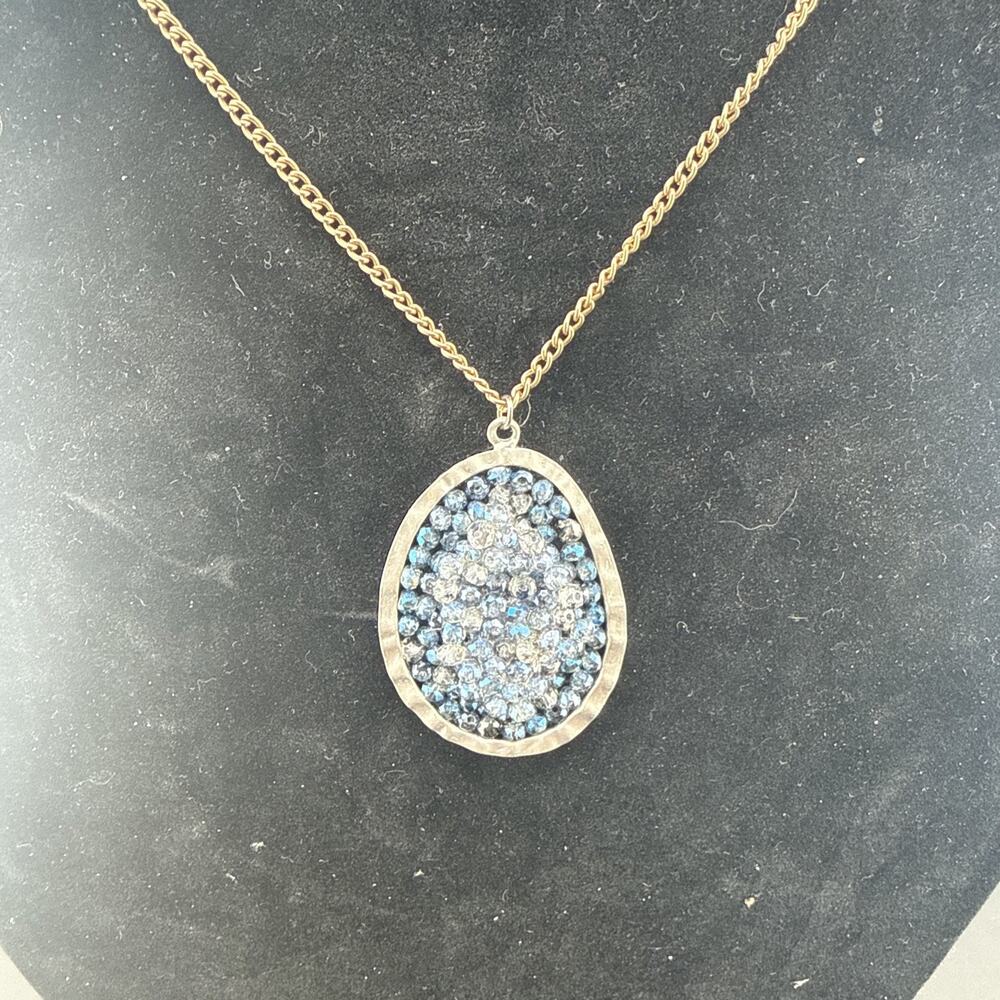 Blue Rhinestone Pendant Necklace